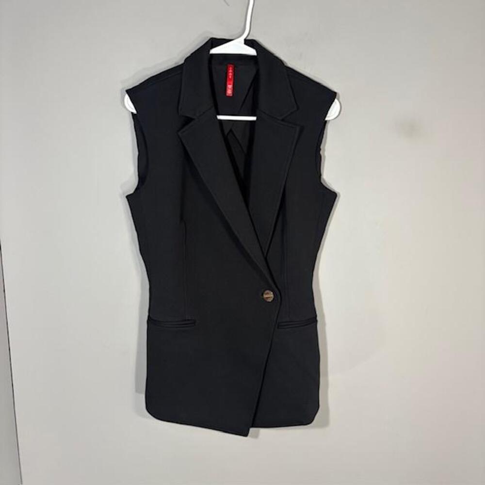 Spanx Vest Womens Medium Black Sleeveless Blazer Single Button Lined 20590R